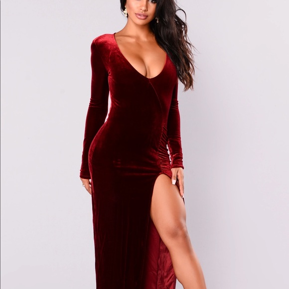 Fashion Nova Red Velvet Dress - Picture 5 of 8